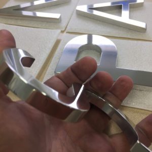 Isotropic Finish on half inch Aluminum Letters