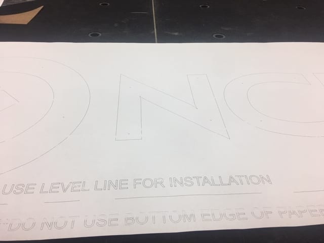 Paper template. Holes are marked via computer program to duplicate both replacement letter and/or lost template if needed - Sign installer
