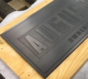 Closeup Detail of Chemically Milled Stainless Steel Paver With Patina Application