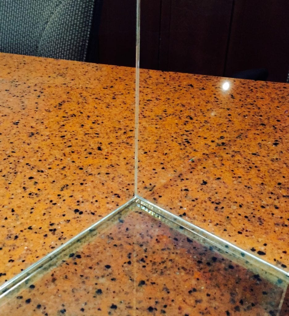 Laminated glass bonded corner, Marcus Mariota Sports Performance Center