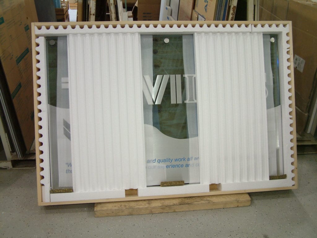 JIT Companies Glass Signage with Shock Wave Foam - shipping glass