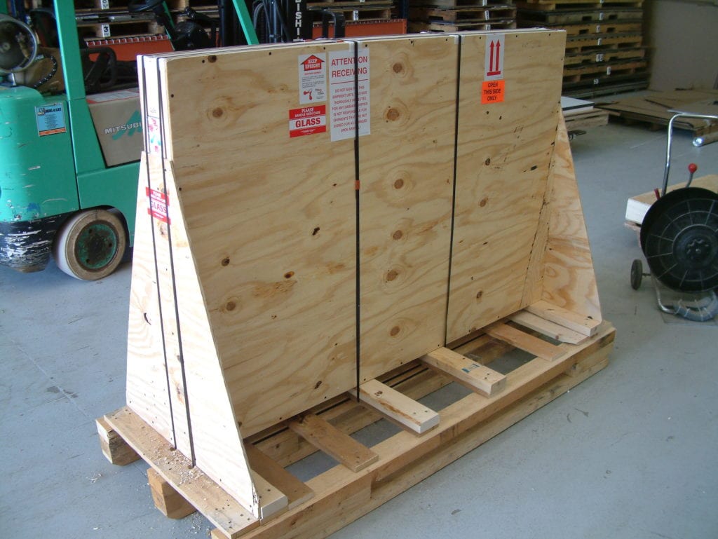 JIT Companies Crate Banded and Cross Braced with Tip n Tell indicator.