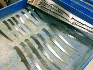 Custom knife blanks cut from old hand saws - Knife making at JIT Companies
